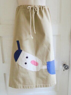 Beams Boy Atelier Y Japanese Streetwear Tan Khaki Applique Drawstring Skirt M